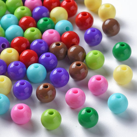 Mixed Dark Opaque Acrylic Beads, Round, 8x7mm, Hole: 2mm (40g) Opaque Acrylic Beads, Round, 8x7mm, Hole: 2mm (40g)
