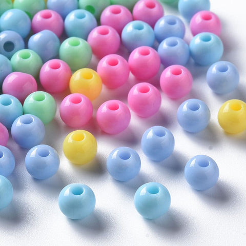 Light Color mix Opaque Acrylic Beads, Round, Mixed Color (6mm) Opaque Acrylic Beads, Round, Mixed Color (6mm)