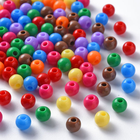 Dark Color Mix Opaque Acrylic Beads, Round, Mixed Color (6mm) Opaque Acrylic Beads, Round, Mixed Color (6mm)