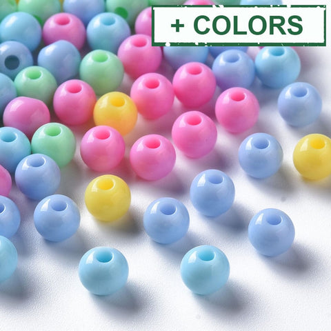 Opaque Acrylic Beads, Round, Mixed Color (6mm) Opaque Acrylic Beads, Round, Mixed Color (6mm)