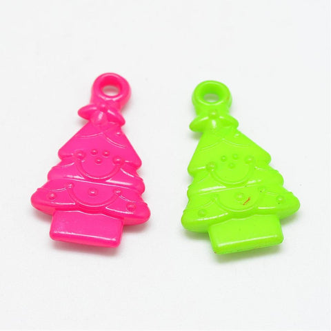 Opaque Acrylic Christmas Tree Pendants, Mixed Color, 32x19mm Opaque Acrylic Christmas Tree Pendants, Mixed Color, 32x19mm
