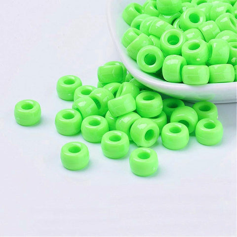GREEN Opaque Acrylic European Beads, Barrel, 9mm Opaque Acrylic European Beads, Barrel, 9mm