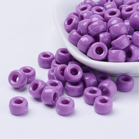 MEDIUM PURPLE Opaque Acrylic European Beads, Barrel, 9mm Opaque Acrylic European Beads, Barrel, 9mm