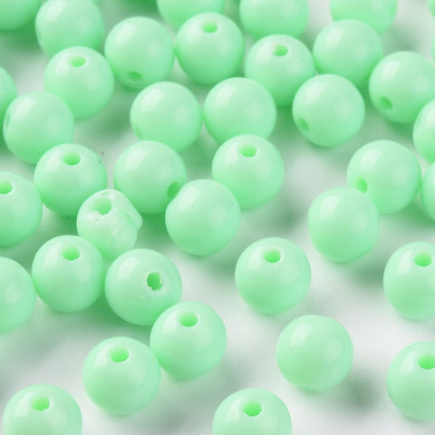 Aquamarine Opaque Acrylic Round Beads – 8 × 7mm, 2mm Hole Opaque Acrylic Round Beads 8 × 7mm | BalzarCrafts