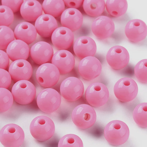 Hot Pink Opaque Acrylic Round Beads – 8 × 7mm, 2mm Hole Opaque Acrylic Round Beads 8 × 7mm | BalzarCrafts