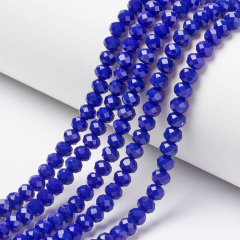 BLUE (BE7914-D07) Opaque Glass beads, Faceted, Rondelle, 4x3mm (1 STR) Opaque Glass beads, Faceted, Rondelle, 4x3mm (1 STR)