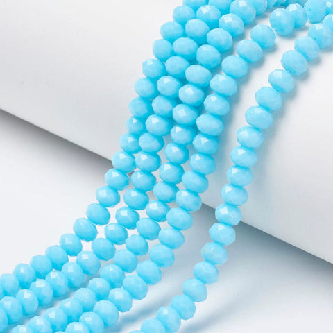 CYAN Opaque Glass beads, Faceted, Rondelle, 4x3mm (1 STR) Opaque Glass beads, Faceted, Rondelle, 4x3mm (1 STR)