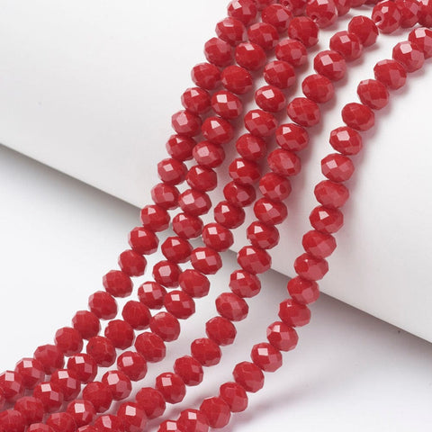 FIREBRICK (BE7914-D02) Opaque Glass beads, Faceted, Rondelle, 4x3mm (1 STR) Opaque Glass beads, Faceted, Rondelle, 4x3mm (1 STR)