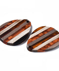 DARK ORANGE (OR8784-D02) (OR8784-X) Stripe Resin & Walnut Wood Pendants, Teardrop, 36x26x3mm (2 PCS) (OR8784-X) Stripe Resin & Walnut Wood Pendants, Teardrop, 36x26x3mm (2 PCS)