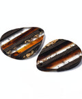 DARK ORANGE WITH GOLD FOIL (OR8784-A01) (OR8784-X) Stripe Resin & Walnut Wood Pendants, Teardrop, 36x26x3mm (2 PCS) (OR8784-X) Stripe Resin & Walnut Wood Pendants, Teardrop, 36x26x3mm (2 PCS)