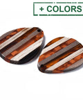 (OR8784-X) Stripe Resin & Walnut Wood Pendants, Teardrop, 36x26x3mm (2 PCS) (OR8784-X) Stripe Resin & Walnut Wood Pendants, Teardrop, 36x26x3mm (2 PCS)