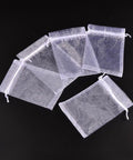 Organza Bags, with Ribbons, White, 12x9cm Organza Bags, with Ribbons, White, 12x9cm