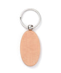 OVAL (64x31x7mm) Natural Wood Keychain, with Platinum Plated Iron Split Key Rings, BurlyWood Natural Wood Keychain, with Platinum Plated Iron Split Key Rings, BurlyWood