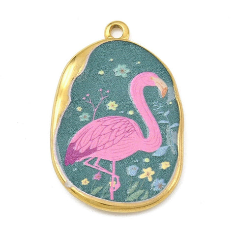 FLAMINGO Oval Pendant 18K Gold PVD – Stainless Steel Charm 33.5mm Oval Cat Pendant 18K Gold PVD – Stainless Steel Charm Wheat 33.5mm | Cyprus