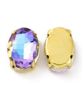 VITRAIL LIGHT Oval Sew on Rhinestone, Faceted Glass Rhinestone, Golden Tone 201 Stainless Steel Settings, 14x10mm Oval Sew on Rhinestone, Faceted Glass Rhinestone, Golden Tone 201 Stainless Steel Settings, 14x10mm