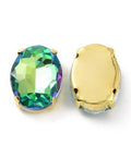 Oval Sew on Rhinestone, Faceted Glass Rhinestone, Golden Tone 201 Stainless Steel Settings 18x13mm Oval Sew on Rhinestone, Faceted Glass Rhinestone, Golden Tone 201 Stainless Steel Settings 18x13mm