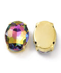 VOLCANO Oval Sew on Rhinestone, Faceted Glass Rhinestone, Golden Tone 201 Stainless Steel Settings 18x13mm Oval Sew on Rhinestone, Faceted Glass Rhinestone, Golden Tone 201 Stainless Steel Settings 18x13mm