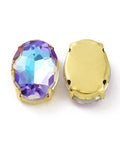 Oval Sew on Rhinestone, Faceted Glass Rhinestone, Golden Tone 201 Stainless Steel Settings, Vitrail Light, 18x13x7mm Oval Sew on Rhinestone, Faceted Glass Rhinestone, Golden Tone 201 Stainless Steel Settings, Vitrail Light, 18x13x7mm