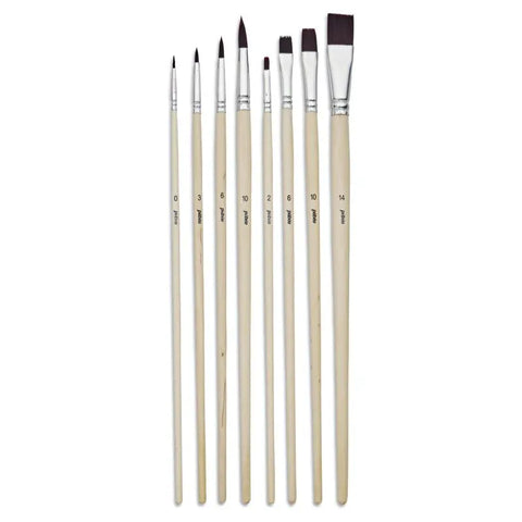 Pébéo Long Handle Paint Brush Set – 8 Round & Flat Brushes Pébéo Long Handle Paint Brush Set – 8 Round & Flat Brushes
