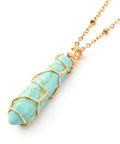SYNTHEITIC TURQUOISE Pendant Necklace, Copper Wire Wrap Pendant and 304 Stainless Steel Necklace,(40.5cm) Pendant Necklace, Copper Wire Wrap Pendant and 304 Stainless Steel Necklace,(40.5cm)
