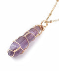 NATURAL AMETHYST Pendant Necklace, Copper Wire Wrap Pendant and 304 Stainless Steel Necklace,(40.5cm) Pendant Necklace, Copper Wire Wrap Pendant and 304 Stainless Steel Necklace,(40.5cm)