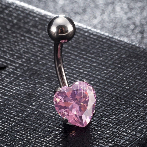 Piercing Jewelry, Brass Cubic Zirconia Navel Ring, Belly Rings, with 304 Stainless Steel Bar, Heart, Platinum, Pearl Pink, 20x8mm Piercing Jewelry, Brass Cubic Zirconia Navel Ring, Belly Rings, with 304 Stainless Steel Bar, Heart, Platinum, Pearl Pink, 20x8mm