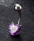 PURPLE Piercing Jewelry, Brass Cubic Zirconia Navel Ring, Belly Rings, with 304 Stainless Steel Bar, Heart, Platinum, Pearl Pink, 20x8mm Piercing Jewelry, Brass Cubic Zirconia Navel Ring, Belly Rings, with 304 Stainless Steel Bar, Heart, Platinum, Pearl Pink, 20x8mm