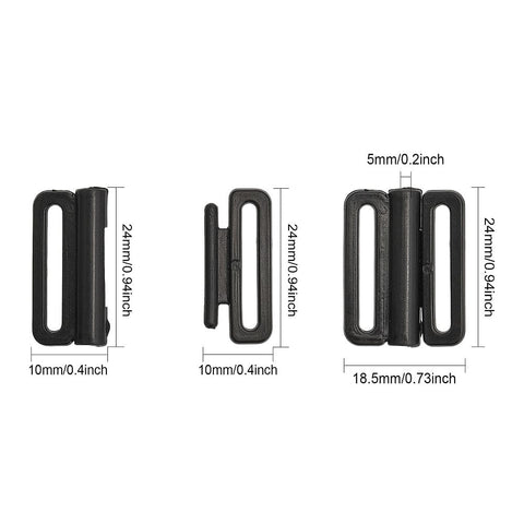 Plastic Bikini Clips, Snap Closure, Black Plastic Bikini Clips, Snap Closure, Black