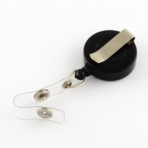 BLACK Plastic Clip-On Retractable Badge Holders, Tag Card Holders Plastic Clip-On Retractable Badge Holders, Tag Card Holders