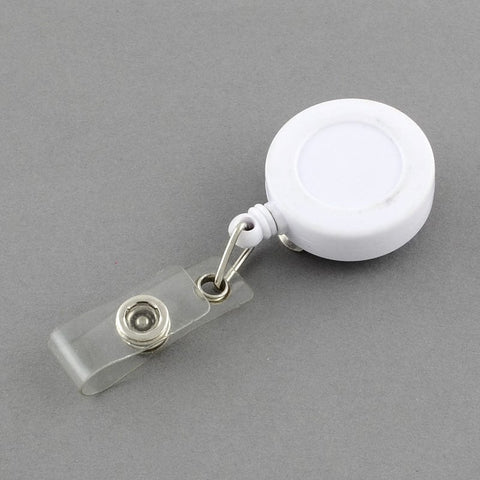 White Plastic Clip-On Retractable Badge Holders, Tag Card Holders Plastic Clip-On Retractable Badge Holders, Tag Card Holders