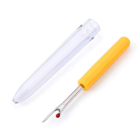 Plastic Handle Iron Seam Rippers, Platinum Metal Color, Yellow Size: about 89mm long Plastic Handle Iron Seam Rippers, Platinum Metal Color, Yellow Size: about 89mm long