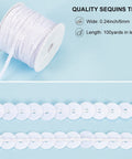 Plastic Paillette Beads, Sequins, Ornament Accessories, Flat Round, White Plastic Paillette Beads, Sequins, Ornament Accessories, Flat Round, White