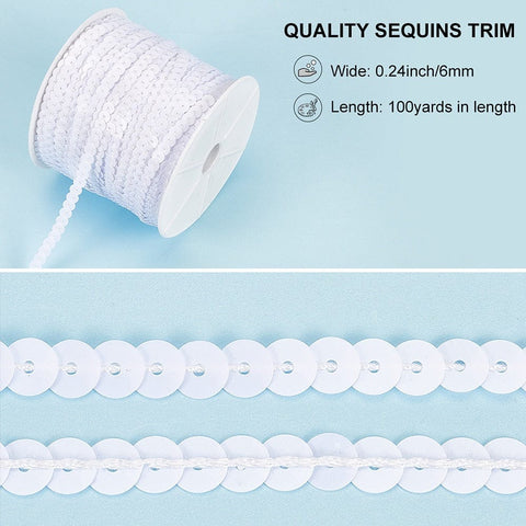 Plastic Paillette Beads, Sequins, Ornament Accessories, Flat Round, White Plastic Paillette Beads, Sequins, Ornament Accessories, Flat Round, White