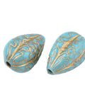 Plating Acrylic Beads, Metal Enlaced, Drop, Turquoise Size: about 18.5mm long Plating Acrylic Beads, Metal Enlaced, Drop, Turquoise Size: about 18.5mm long