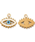 Plating(IP) 304 Stainless Steel Enamel, Evil Eye Charm, Golden, 17x19x2mm (2 PCS) Plating(IP) 304 Stainless Steel Enamel, Evil Eye Charm, Golden, 17x19x2mm (2 PCS)