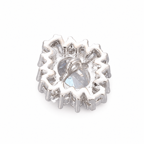 Platinum Brass Flower Shank Button with Clear Cubic Zirconia – 14.5mm Platinum Brass Flower Shank Button with Clear Cubic Zirconia – 14.5mm
