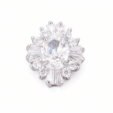 Platinum Brass Flower Shank Button with Clear Cubic Zirconia – 14.5mm Platinum Brass Flower Shank Button with Clear Cubic Zirconia – 14.5mm