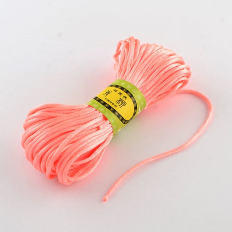 LIGHT SALMON (PC4442-08) Polyester Cord, 2mm ​​Polyester Cords,  Size: about 2mm wide