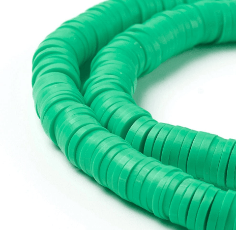 SPRING GREEN Polymer Clay Beads, Disc Heishi Beads 6mm Polymer Clay Beads, Disc Heishi Beads 6mm