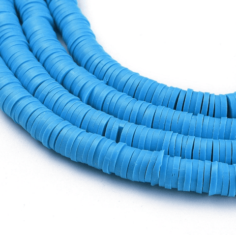 DODGER BLUE Polymer Clay Beads, Disc Heishi Beads 6mm Polymer Clay Beads, Disc Heishi Beads 6mm
