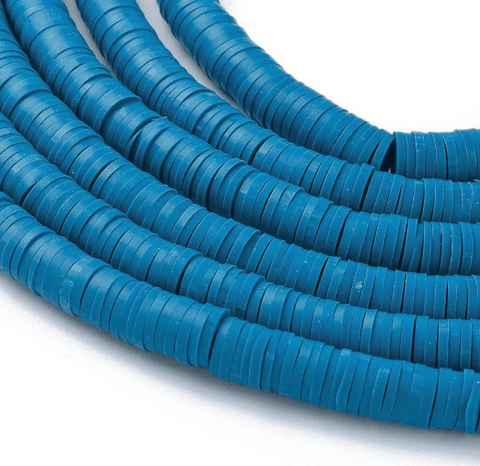 STEEL BLUE Polymer Clay Beads, Disc Heishi Beads 6mm Polymer Clay Beads, Disc Heishi Beads 6mm