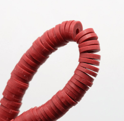 DARK RED Polymer Clay Beads, Disc Heishi Beads 6mm Polymer Clay Beads, Disc Heishi Beads 6mm