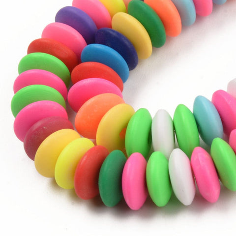Polymer Clay Beads, Flat Round, Colorful, 8.5~9x3.5mm Polymer Clay Beads, Flat Round, Colorful, 8.5~9x3.5mm