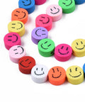 Polymer Clay Beads, Flat Round with Smiling Face, Mixed 9~9.5mm Polymer Clay Beads, Flat Round with Smiling Face, Mixed 9~9.5mm
