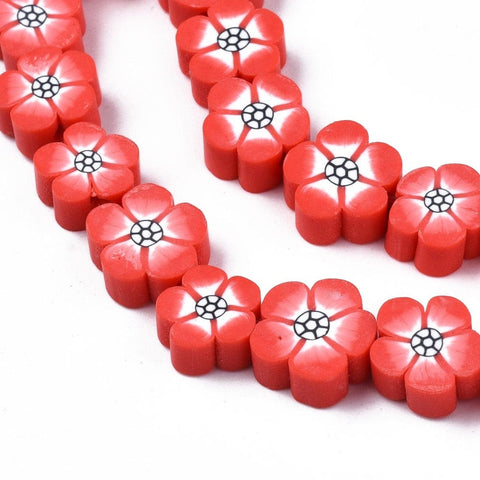 RED Polymer Clay Beads, Flower, 8~10mm Polymer Clay Beads, Flower, 8~10mm