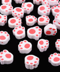 Polymer Clay Beads, Paw Print, Crimson, 8~11mm Polymer Clay Beads, Paw Print, Crimson, 8~11mm