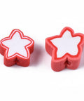 ORANGE/RED Polymer Clay Beads, Star, 8.5~11x9~11x4mm Polymer Clay Beads, Star, 8.5~11x9~11x4mm
