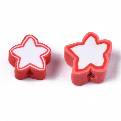ORANGE/RED Polymer Clay Beads, Star, 8.5~11x9~11x4mm Polymer Clay Beads, Star, 8.5~11x9~11x4mm