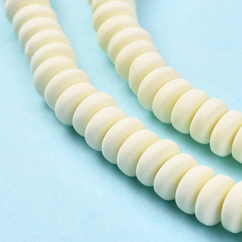 BEIGE Polymer Clay Beads Strands, Flat Round, 6~7x3mm Polymer Clay Beads Strands, Flat Round, 6~7x3mm