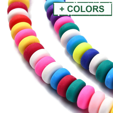 Polymer Clay Beads Strands, Flat Round, 6~7x3mm Polymer Clay Beads Strands, Flat Round, 6~7x3mm